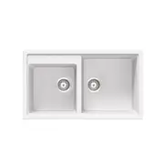CARYSIL Vivaldi N200 Granite Kitchen Sink - 860 x 500mm Double Bowl - Snova White - Top/Under Mount