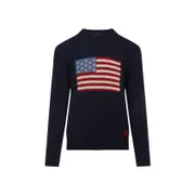 [Ralph Lauren Purple Label] Ralph Lauren Purple Label-Classic Chairman Navy Blue Cashmere Pullover-Uomo M STAND