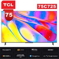 含基本安裝【TCL】75吋 4K QLED量子點高畫質連網聲控安卓電視75C725