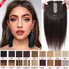Top Clip In Topper Hairpiece Remy Human Hair Toupee Wig Silk Base BANG 6" 8" 12"