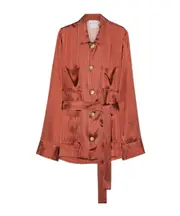 metallic-striped belted jacket 1,2 cameo