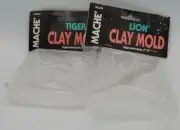 Two Mache Clay Molds Approximately 2"-3"- Lion and Tiger. Still Sealed New.