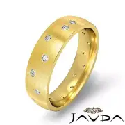 Round Men Diamond Eternity Matt Polish Wedding Solid Band 14k Yellow Gold 0.25Ct