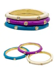 Adornia Ocean Enamel Trio Ring Set, Size 7.5, NWT $110