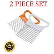 2 Pcs Onion Holder Slicer Vegetable Tools Tomato Cutter Stainless Steel Kitchen