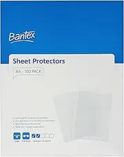 Bantex Sheet Protectors A4, Clear Tough PP, Anti Glare, Pack 100