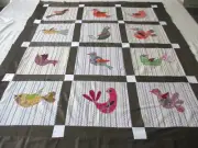 Machine sewing handmade cotton patchwork applique size 51" x 60"quilt top