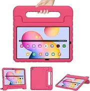 Kids Case for Samsung Galaxy Tab S6 Lite 10.4 Inch 2024 2020 2022 Model (SM-P610/P615/P613/P619), Shockproof Light Weight Protective Handle Stand Case with S Pen Slot, Rosered