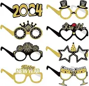 New Years Glasses - 8X Portable Holiday Eyeglass for New Year | Lightweight Event Glasses Frames, Photography Decor, Happy New Year Decorations for Kids