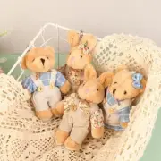 Cute Wear Clothes Bear Plush Toy Cartoon Rabbit Pendant Soft Stuffed Doll Keycha