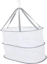 COOPHYA Foldable Fruit Drying Rack 2-layer Hanging Mesh Dry Net Space-saving Food Dryer Net for Outdoor