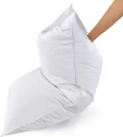 Queen/Standard Size Set of 2 White Goose Feather Bed Pillows, Medium Firm