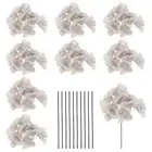 10 Sets Artificial Hydrangea Flower Heads with Stems for Bouquet,Light Brown