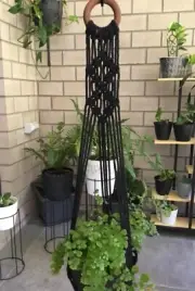 QLD made - BLACK Macrame Pot plant hanger / holder diamond pattern