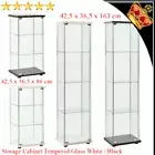 Tempered Glass Storage Cabinet Unit Sideboard Cupboard Bookcase Display Shelves