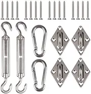 Sun Shade Sail Hardware Kit Triangle, 5 Inch 304 Marine Grade Stainless Steel for Rectangle and Square Sun Shade Sail Installation Accessory Heavy Duty Anti-Rust 24 Pcs