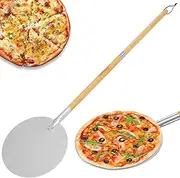 ZLHETWT Pizza Turning Peel with Wood Handle Detachable Turning Pizza Spatula Heavy-Duty Aluminum Peel Pizza Peel Turner for Pizza Oven Homemade Pizza Bread Bakers 126.5x30.5 cm