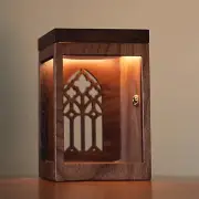 Walnut Sensor Display Case Vintage LED Storage Box for Figure Blind BoxesTv