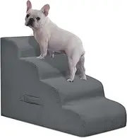 Mesa Lemon Dog Stairs & Steps for High Beds, 4 Density Foam Waterproof Ramp Small Dogs and Cats, Pet with Removable Washable Cover Bed, Couch, Sofa Car (H:20''), Grey