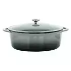 MegaChef 7 qts Oval Enameled Cast Iron Casserole in Gray