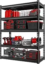 Metal Shelving Unit 5-Level Garage Shelving Metal Storage Racking Garage Storage Shelves for Storeroom Warehouse Storage Home Organisation (Black, 180H* 100W * 40D CM)