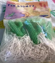 Vintage Primal Lite Cactus Blow Mold String Lights NOS 1999 New 12’