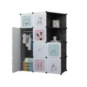 10 Cubes Black Portable Wardrobe Divide-Grid Modular Storage Organiser Foldable
