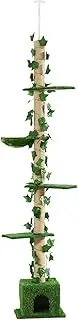 Pet Scene 5 Level Cat Tree Tower Sisal Scratching Post Stand Furniture Scratcher Cave Activity Centre Condo Hammock Gym Platform Floor to Ceiling 232 cm-282 cm