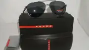 PRADA Sport New Sunglasses Aviator Gunmetal Gray Polariz PR57TS 5AV5Z1 61 14 145
