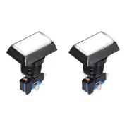 Game Rectangle Push Buttons White LED Light with Micro Switches 49x33mm/12V/2Pcs