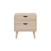 Nyhavn Collection 2 Drawer Bedside Nightstand Side Table - Oak - Oak