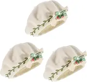 [DEARMAMY] Berets Strawberry Hat Women Strawberry Beret Hat Bucket Hat for Women Strawberries Straw Hat Hats Pink Girl Wool Beret Fashion Beret Lolita Accessory Decorative Beret Hat Woolen