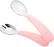 ERINGOGO Boy Girl Training Fork Spoon Set Boy Girl's Tableware Soft Edges Easy to Hold Safe for Toddlers