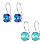 Sterling Silver Brilliant Square Hook Hypoallergenic Earrings