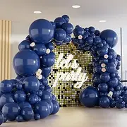 150pcs Navy Blue Balloons Different Sizes Pack, 18 12 10 5 Inch Party Balloon Garland Arch Kit for Birthday Valentine’s Wedding Gender Reveal Party Decorations(With 2 Ribbons)