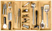 Adjustable Kitchen Drawer Organizer for Utensils and Junk - Natural Bamboo