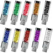 Custom USB Flash Drives, Bulk Personalized Crystal LED Pen Drive USB 2.0 Memory Stick Thumb Drive, Ideal for Corporate Gifts, Promotional Giveaways, Photography & Music Studios (64 GB,100PCS)