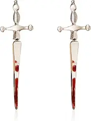 [JDONL] Gothic Sword Earrings Rhinestone Dagger Earrings for Women Men Punk Cool Sword Earrings Sword Earrings Retro Sword Front Back Stud Earrings Costumes Jewelry