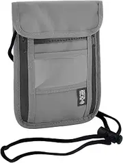 [BRISKORE] Neck Pouch Unisex Travel Wallet with RFID Protection Waterproof Passport Bag Organiser for Men Women Children Boys Girls Maximum Security for Smartphone Travel Documents PVC Grey, Gray,