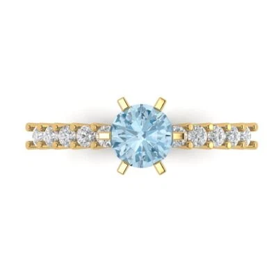 1.05 ct Round Cut Gemstone Solitaire with Accents Promise Ring Yellow Gold