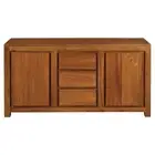 TANAKA SOLID MAHOGANY BUFFET SIDEBOARD CABINET 2 DOORS 3 DRAWERS LIGHT PECAN