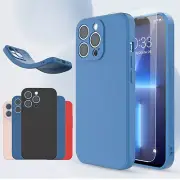 For iPhone 16e 15 14 13 12 11 X Liquid Silicone Soft Case&glass screen Protector