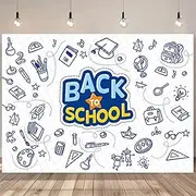 CGXINS 7 * 5FT Back to School Themed Backdrops for Photoshoot White Checked Background Learning Tool Photography Backdrop Polyester Kids First Day of School Party Banner