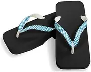 Hajime(一歩) [One Step] [Hajime] Geta Geta Clogs, Soft and Water Resistant, Made of Sponge, 10.6 inches (27 cm), BK/Checkered x Sky Blue, Checkered x Sky Blue (Strawberry Pine x Sky Blue/27), Strawberry × Sky