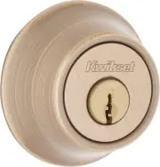 660 Deadbolt Deadbolt Lock, Antique Brass round Exterior Keyed Front Entry Door,