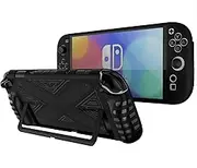 GIOPUEY Case Compatible with Nintendo Switch 2 2024 - with Stand - Transparent PC Cover & Soft TPU Frame - Airbag Drop Protection - Black