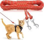 RANYPET Reflective Leash, 15FT Escape Proof Walking Leash, Personalized Cat Lead for Training Playing Outdoor Yard, Long Lead for Kitten, Puppy, Rabbit and Small Animals Orange