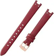 ARSUGMZ Genuine Leather Watch Strap Fit for Anne Klein Small Dial Retro Soft Comfortable Watch Band Accessories 12mm White(Red-Rose)