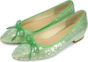 ORiental TRaffic(オリエンタルトラフィック) 51109 Women's Oriental Fish Ballet Shoes, Sequins, Large Size, Small Size, Flat Pumps, Green, 23.5 cm