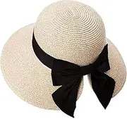 [N-X] Summer Ladies Straw hat Sun hat UV Protection Foldable can be Packed for Travel Beach Ladies MBeige